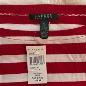 Red striped Ralph Lauren 3/4 sleeve shirt